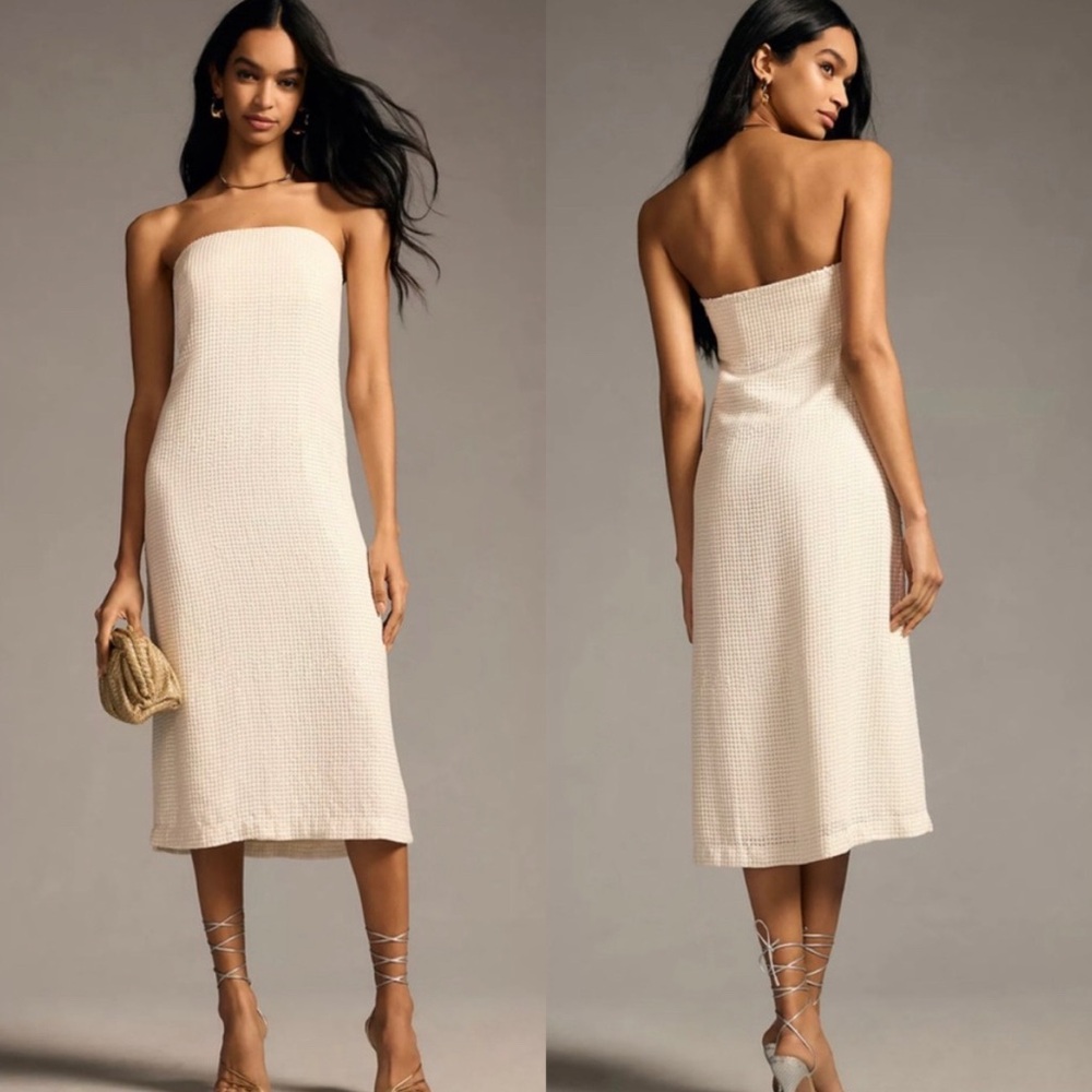 NEW Anthropologie Forever That Girl Strapless Slim Midi Dress Large